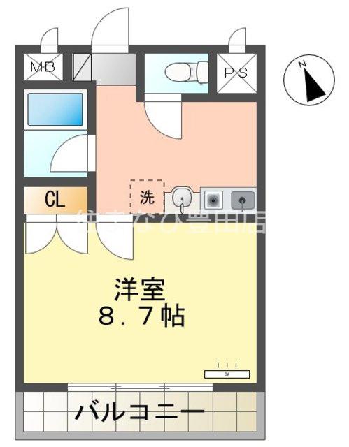すまいる美里(1K/1階)の間取り写真