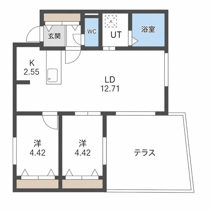 フォレスタ北9条(2LDK/1階)の間取り写真