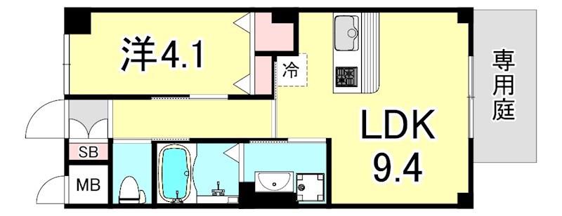 コスモスガーデン(1LDK/4階)の間取り写真