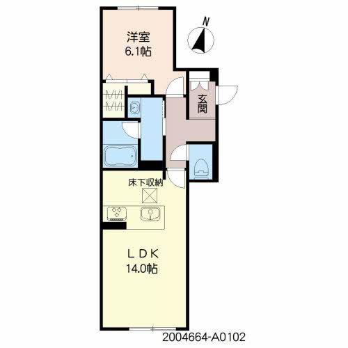 ベレオ NINE 富士見(1LDK/1階)の間取り写真