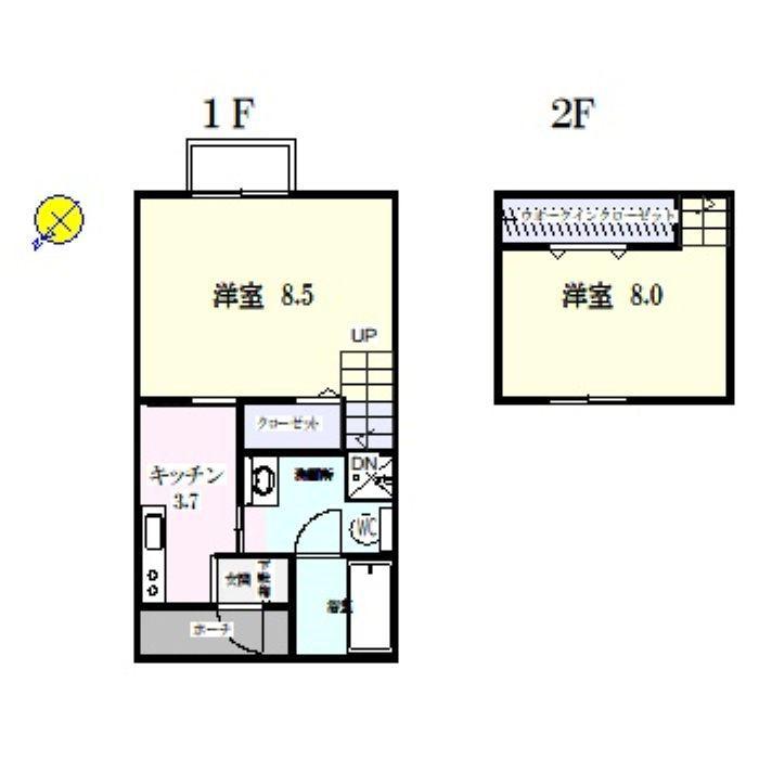 セルリアンブルー(2K/1階)の間取り写真