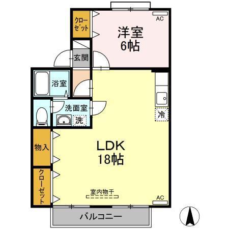ドミール円座A・B(1LDK/2階)の間取り写真