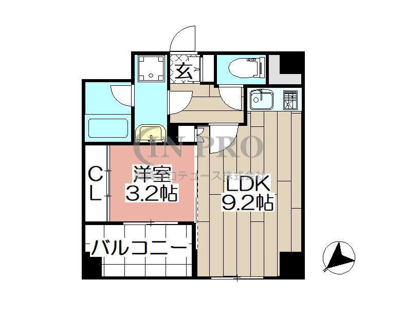 MDIブレス薬院駅南(1LDK/10階)の間取り写真