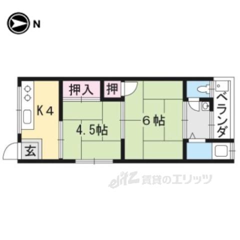 丸阿荘(2K/2階)の間取り写真