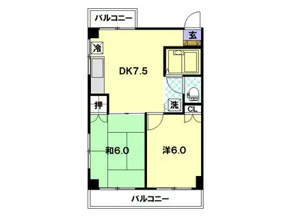 コーポルーシアール(2DK/3階)の間取り写真