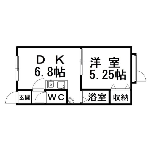 サンマリンハイツ1(1DK/2階)の間取り写真