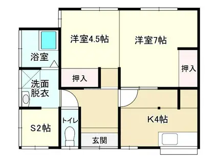 永黒1丁目長屋(2SK/1階)の間取り写真