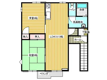 ファミール川島A棟(2LDK/1階)の間取り写真