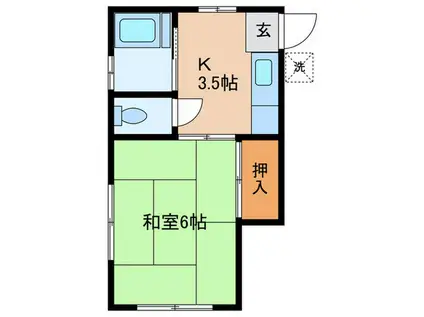 和泉荘(1K/2階)の間取り写真