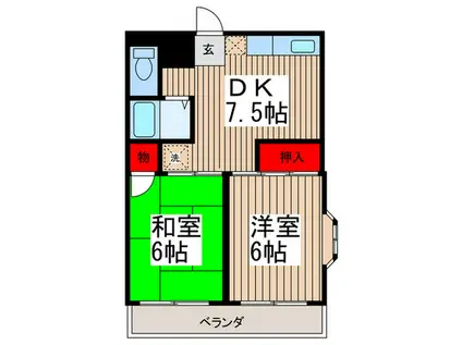 道満パークハイツ(2DK/2階)の間取り写真