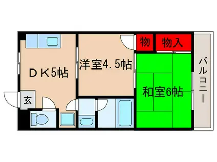 ダイユハイツA(2DK/2階)の間取り写真
