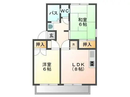 サウスハイツ A棟(2DK/2階)の間取り写真