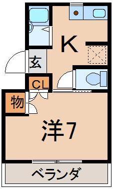 半田コーポ(1K/1階)の間取り写真