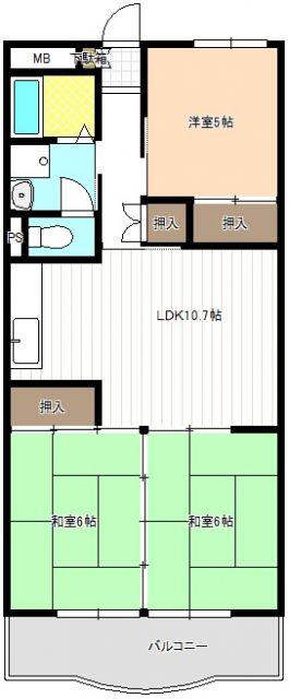 アーバンハイツ(3LDK/4階)の間取り写真