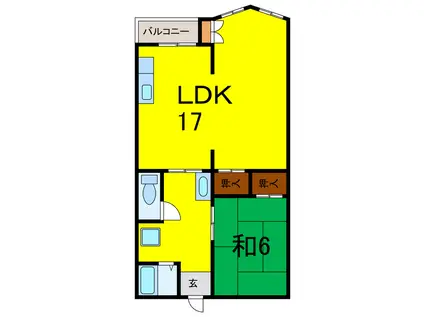 渭東ハイツ(1LDK/3階)の間取り写真