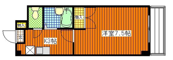 大村ビル(1DK/4階)の間取り写真
