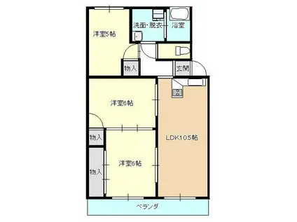 三和コーポ(3LDK/3階)の間取り写真