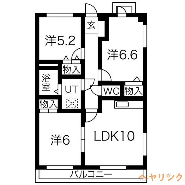 プロクシー貴船(3LDK/3階)の間取り写真