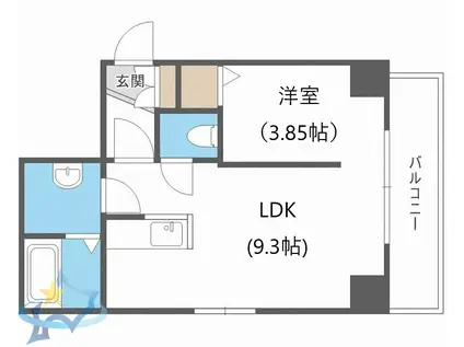 札幌レジデンス植物園(1LDK/4階)の間取り写真
