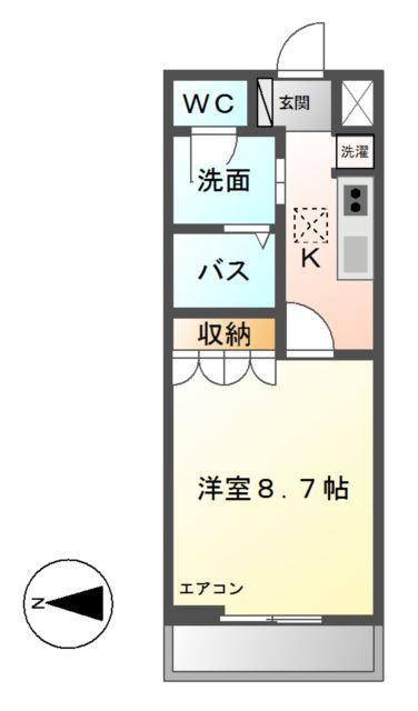 スカイリーフ(1K/1階)の間取り写真