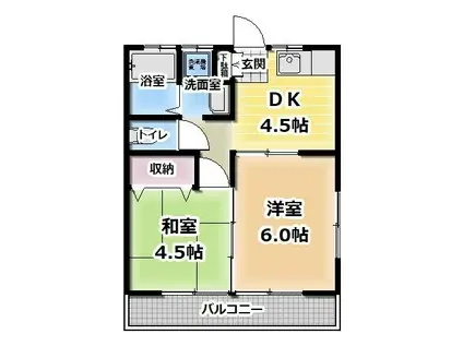 メゾン・ル・ソレイユ(2DK/1階)の間取り写真