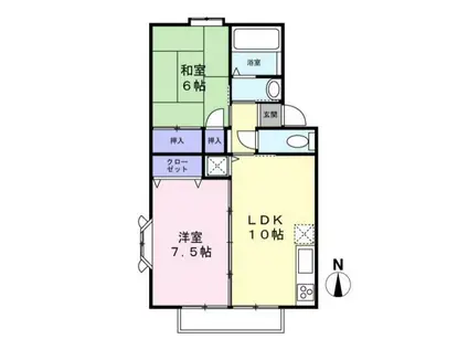 ロイヤルコート文化町Ⅰ番館(2LDK/2階)の間取り写真