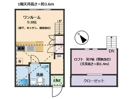 プリマガーデン所沢弐番館(ワンルーム/2階)の間取り写真