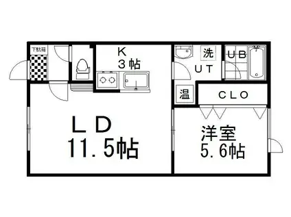 EVER LASTING QUATORZE(1LDK/2階)の間取り写真