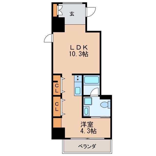 N.S.ZEAL泉(1LDK/3階)の間取り写真
