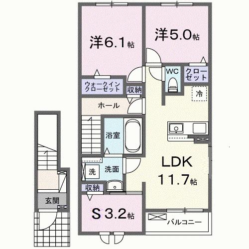 ベルコロン(3LDK/2階)の間取り写真