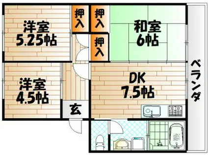第二ACビル(3DK/2階)の間取り写真