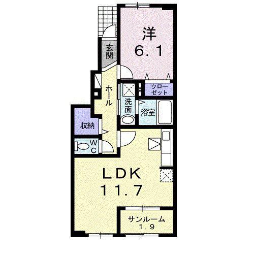 グランツハウスM(1LDK/1階)の間取り写真