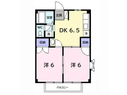 ファーストヒルズA(2DK/2階)の間取り写真