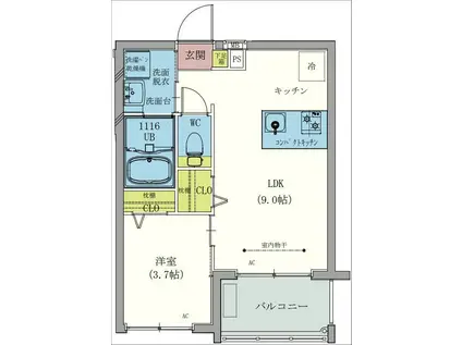 RADICA(1LDK/4階)の間取り写真