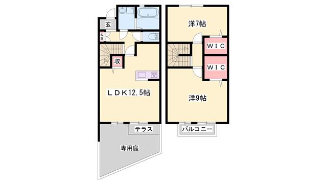 ラ・ヴィーダーIII(2LDK/1階)の間取り写真