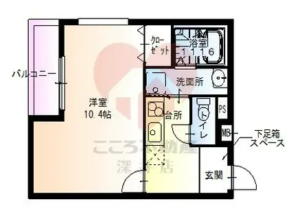フジパレス浜寺公園I番館(1K/3階)の間取り写真