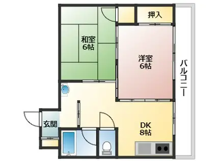 三上ビル(2DK/4階)の間取り写真