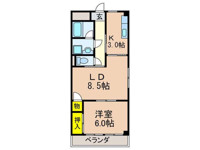 グリーンヴィレッジKANAZAWA(1LDK/2階)の間取り写真