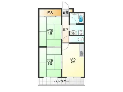 メゾンモンマタン(2DK/2階)の間取り写真