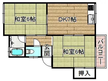 サニーハイツA棟(2DK/1階)の間取り写真