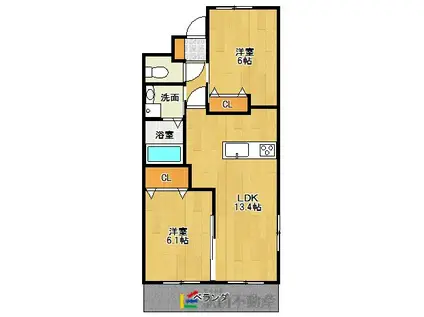 ナチュールMII(2LDK/2階)の間取り写真