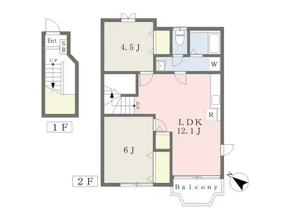 リバーサイドA(2LDK/2階)の間取り写真