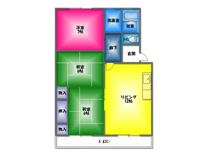 望月マンション(3LDK/3階)の間取り写真