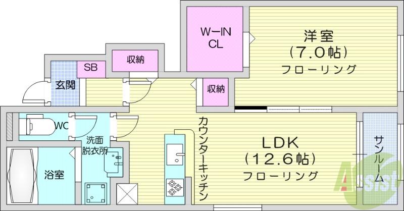 ベル・フィオーレⅠ(1LDK/2階)の間取り写真