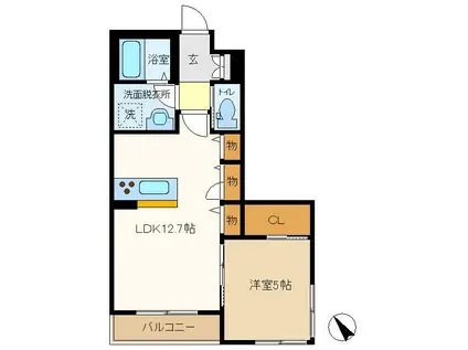 サニーガーデン(1LDK/1階)の間取り写真