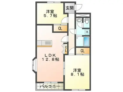 セピアコート(2LDK/2階)の間取り写真