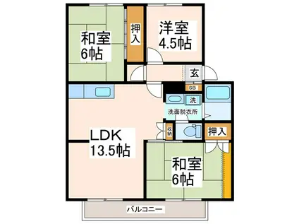 ドエル須屋(3LDK/2階)の間取り写真
