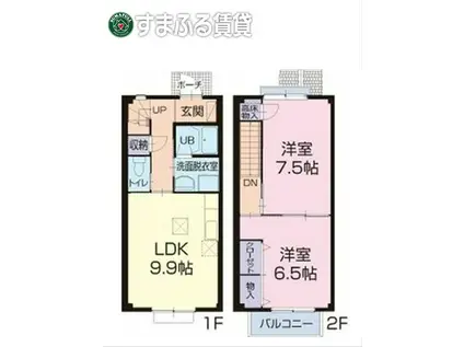 ピースフルタウンA棟(2LDK/1階)の間取り写真