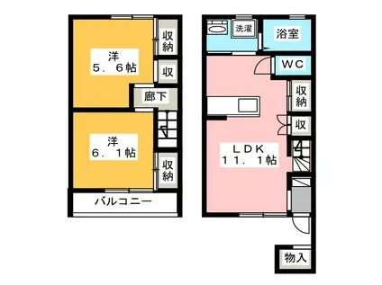 サンシャイン桜パーク(2LDK/1階)の間取り写真