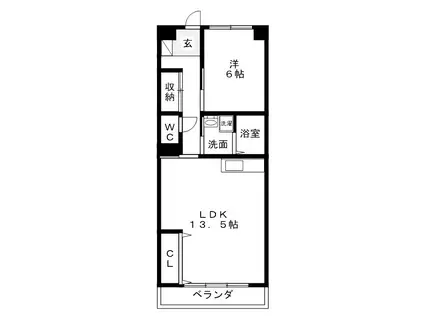 シャトール星宮(1LDK/3階)の間取り写真
